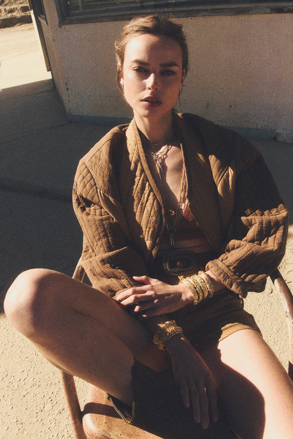 Blond hair model with jacket